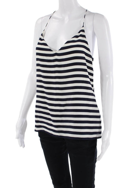 J Crew Womens V-neck Spaghetti Strap Striped Tank Top White Size 04