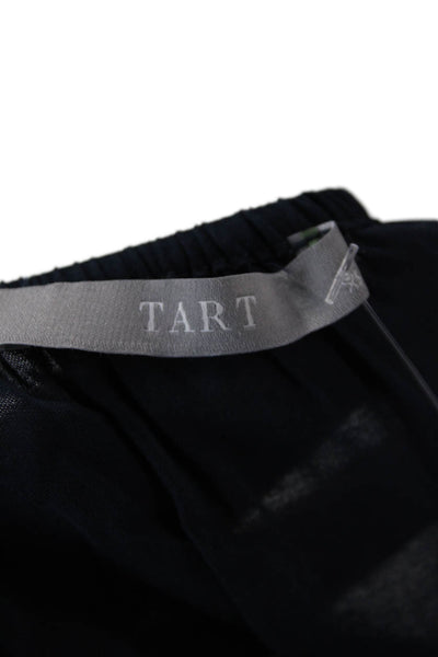 Tart Womens Textured Scoop Neck Short Sleeve Lace Trim Blouse Blue Size XS