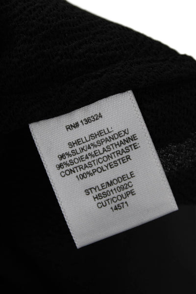Halston Womens Textured Long Sleeve Halter Neck Tank Top Black Size 02