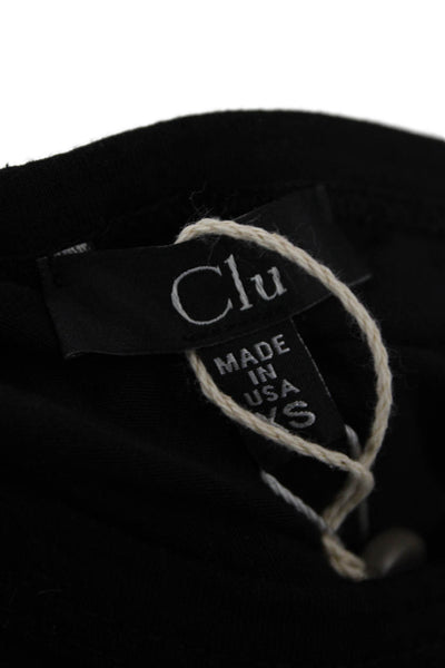 Clu Womens Cotton Short Sleeve Round Neck Casual Top Black Size XS
