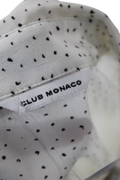 Club Monaco Womens Textured Long Sleeve Button Up Polka Dot Blouse White Size S