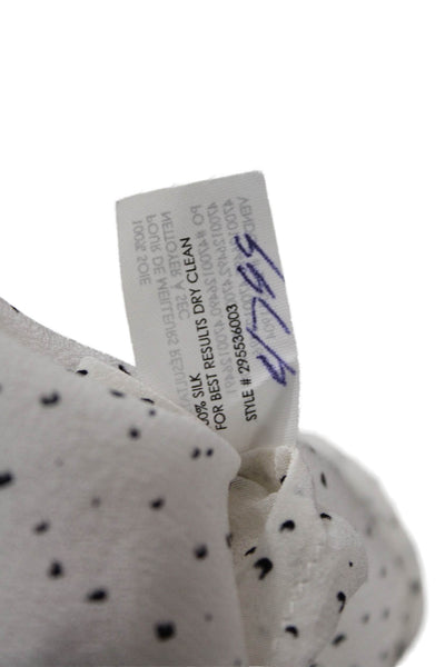 Club Monaco Womens Textured Long Sleeve Button Up Polka Dot Blouse White Size S