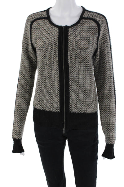 J Crew Womens Cotton Long Sleeve Full Zip Colorblock Knit Sweater Gray Size S