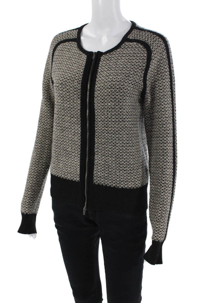 J Crew Womens Cotton Long Sleeve Full Zip Colorblock Knit Sweater Gray Size S