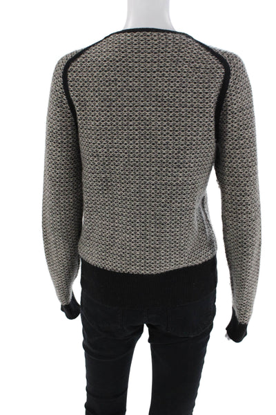 J Crew Womens Cotton Long Sleeve Full Zip Colorblock Knit Sweater Gray Size S