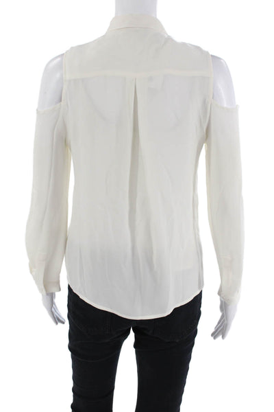 Rebecca Minkoff Womens Long Sleeve Cold Shoulder Button Up Blouse Cream Size XS