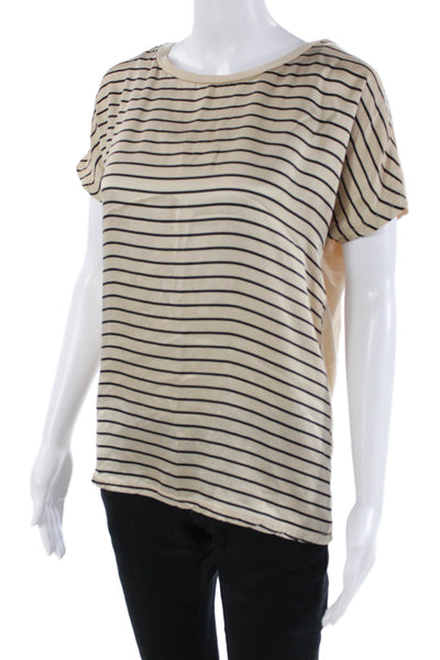 Weekend Max Mara Womens Cotton Short Sleeve Stripe Top Nude Size XS