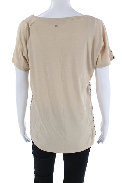 Weekend Max Mara Womens Cotton Short Sleeve Stripe Top Nude Size XS