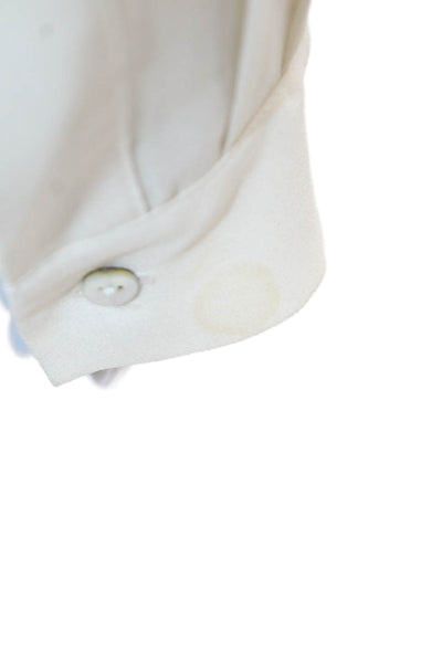 Zara Woman Womens Long Sleeve Button Up Sheer Sleek Blouse Cream Size S