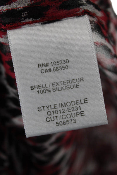 Equipment Femme Womens Silk Long Sleeve Button Up Animal Print Top Red Size XS