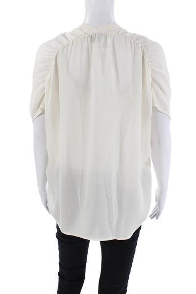 Vince Womens Textured Sleeveless Button Up Sleek Tank Blouse Cream Size XS