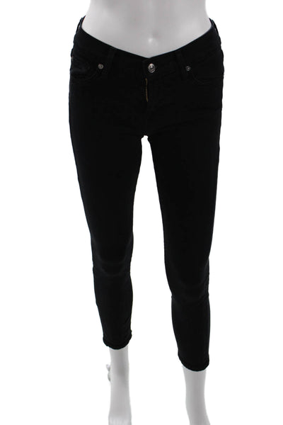7 For All Mankind Womens Cotton The Skinny Zip Fly Denim Jeans Black Size 25