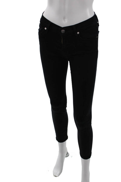 7 For All Mankind Womens Cotton The Skinny Zip Fly Denim Jeans Black Size 25