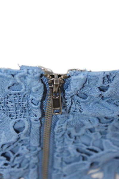 ASTR Womens Spaghetti Strap Lace Overlay Top Skirt Set Blue Size XS