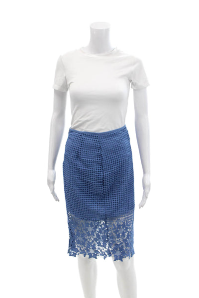 ASTR Womens Spaghetti Strap Lace Overlay Top Skirt Set Blue Size XS