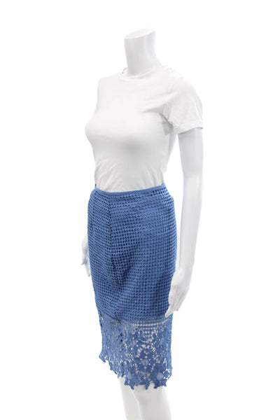 ASTR Womens Spaghetti Strap Lace Overlay Top Skirt Set Blue Size XS