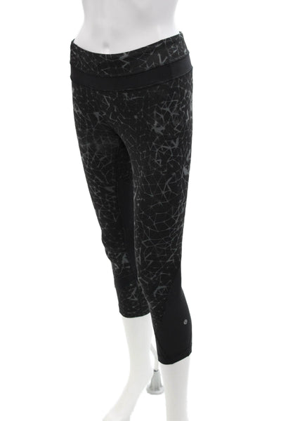 Lululemon Womens Mid Rise Abstract Knit Cropped Leggings Black Size 4