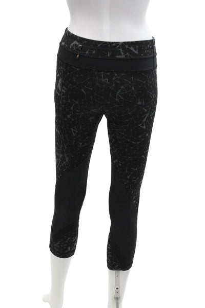 Lululemon Womens Mid Rise Abstract Knit Cropped Leggings Black Size 4