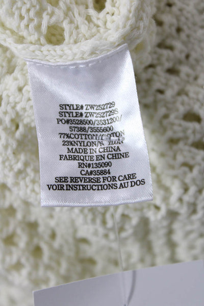 Z Supply Womens Open Knit Long Sleeves Sweater White Cotton Size Medium