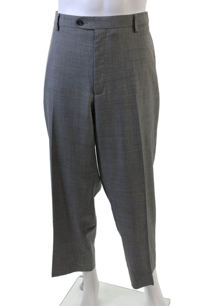 Pronto Uomo Mens Wool Pocketed Flat Front Dress Pants Light Gray Size 44