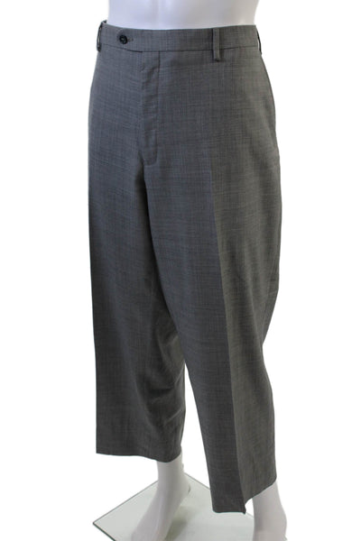 Pronto Uomo Mens Wool Pocketed Flat Front Dress Pants Light Gray Size 44
