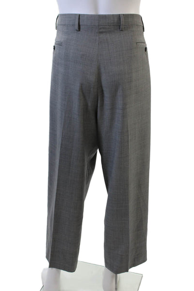Pronto Uomo Mens Wool Pocketed Flat Front Dress Pants Light Gray Size 44