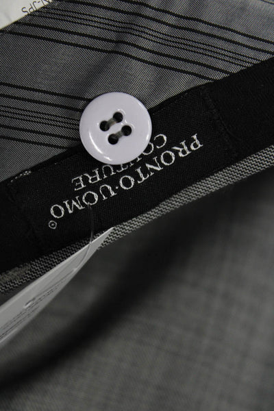 Pronto Uomo Mens Wool Pocketed Flat Front Dress Pants Light Gray Size 44