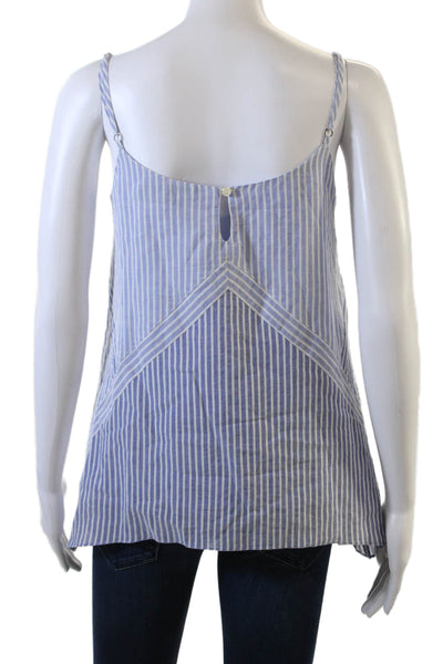 BCBGMAXAZRIA Womens Spaghetti Strap V Neck Striped Tank Top Blue White Size 2XS