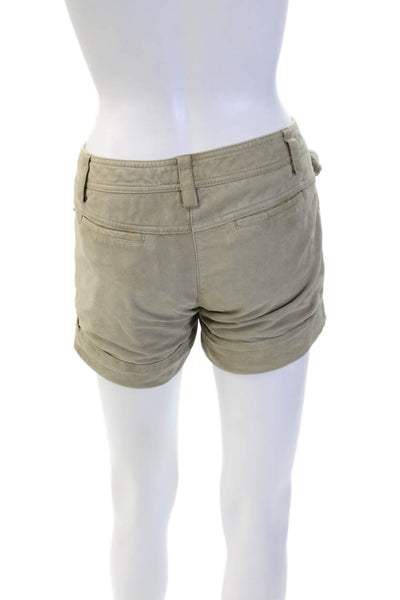 Michael Michael Kors Womens Leather Low-Rise Casual Shorts Beige Size 0