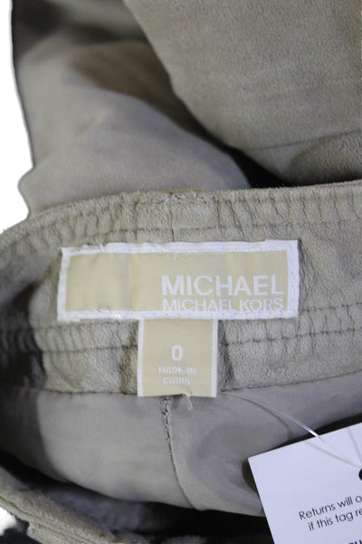 Michael Michael Kors Womens Leather Low-Rise Casual Shorts Beige Size 0