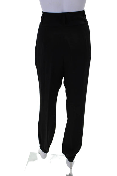 Tamara Mellon Womens Silk High Waist Cuffed Trouser Pants Black Size 30