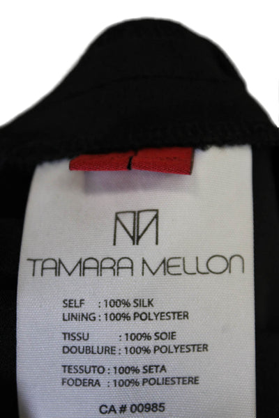 Tamara Mellon Womens Silk High Waist Cuffed Trouser Pants Black Size 30