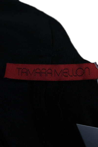 Tamara Mellon Womens Silk High Waist Cuffed Trouser Pants Black Size 30