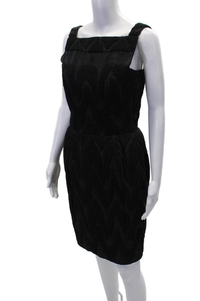 Rachel Roy Womens Textured Print Sleeveless Halter Pencil Dress Black Size 6