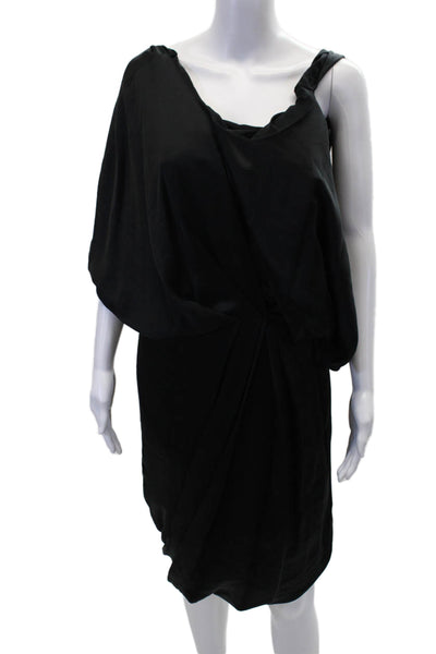 Ports 1961 Womens Pleated Short Sleeve Batwing Midi Dress Sleeve Black Size 6