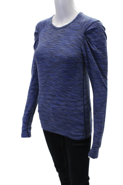 Lululemon Womens Textured Long Sleeve Round Neck Casual Fitted Top Blue Size XS