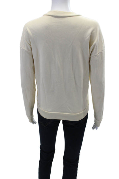 Frame Womens Long Sleeve Round Neck Ribbon Tie Casual Pullover Cream Size XS