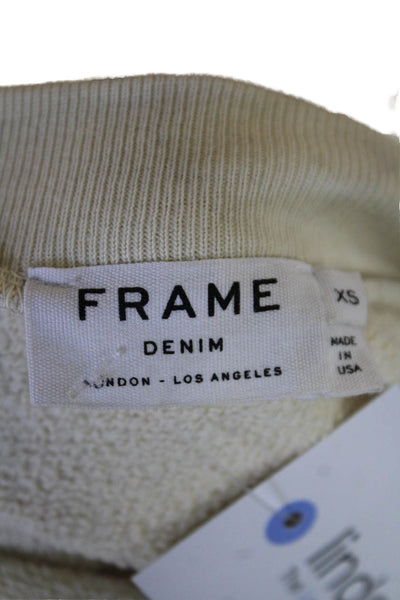 Frame Womens Long Sleeve Round Neck Ribbon Tie Casual Pullover Cream Size XS