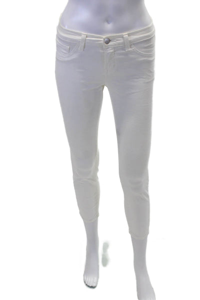 J Brand Womens Zipper Fly Mid Rise Skinny Cropped Jeans White Cotton Size 26