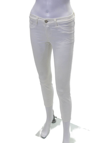 J Brand Womens Zipper Fly Mid Rise Skinny Cropped Jeans White Cotton Size 26