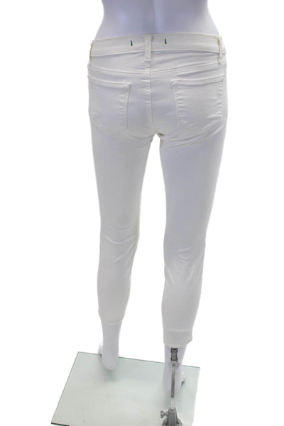 J Brand Womens Zipper Fly Mid Rise Skinny Cropped Jeans White Cotton Size 26