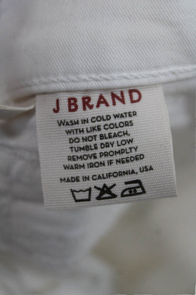 J Brand Womens Zipper Fly Mid Rise Skinny Cropped Jeans White Cotton Size 26