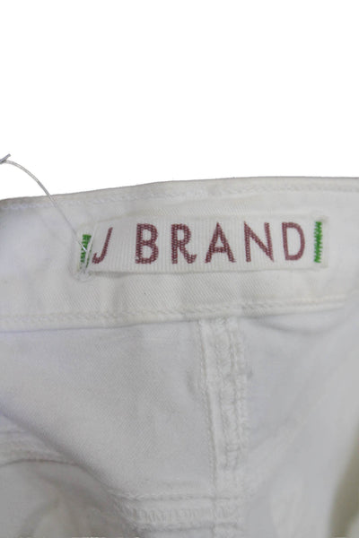 J Brand Womens Zipper Fly Mid Rise Skinny Cropped Jeans White Cotton Size 26