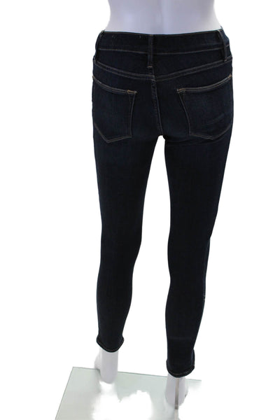Frame Womens Zipper Fly High Rise Dark Wash Skinny Jeans Blue Denim Size 24