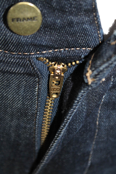 Frame Womens Zipper Fly High Rise Dark Wash Skinny Jeans Blue Denim Size 24