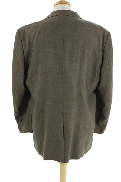 Joseph & Feiss Mens Two Button Wide Lapel Blazer Jacket Brown Wool Size 48 Long