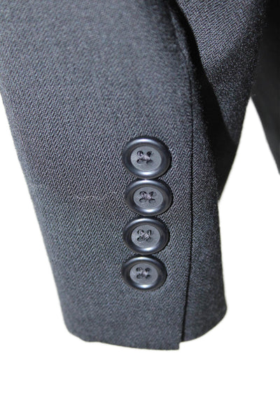 Stafford Mens Three Button Wide Lapel Blazer Jacket Black Wool Size 44 Long