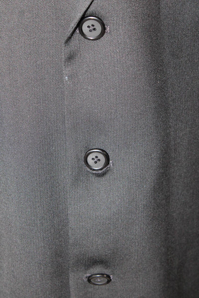 Stafford Mens Three Button Wide Lapel Blazer Jacket Black Wool Size 44 Long