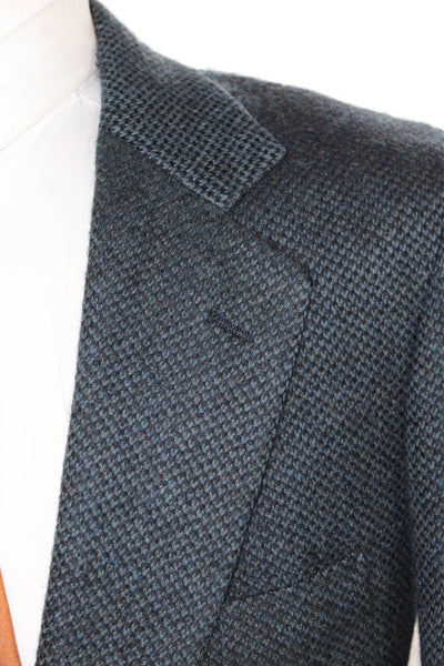 Nordstrom Mens Boucle Two Button Blazer Jacket Midnight Blue Wool Size 40