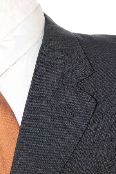 Canali Mens Three Button Wide Lapel Blazer Black Wool Size EUR 54 Regular
